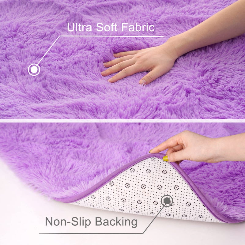 ST. BRIDGE Ultra Soft Fluffy Rugs for Bedroom 4x6 Feet, Shag Area Rugs for Living Room, Large Comfy Furry Rug for Girls Kids Baby Room Decor, Non Slip Nursery Rug Modern Indoor Fuzzy Floor Carpet, Purple - Image 4